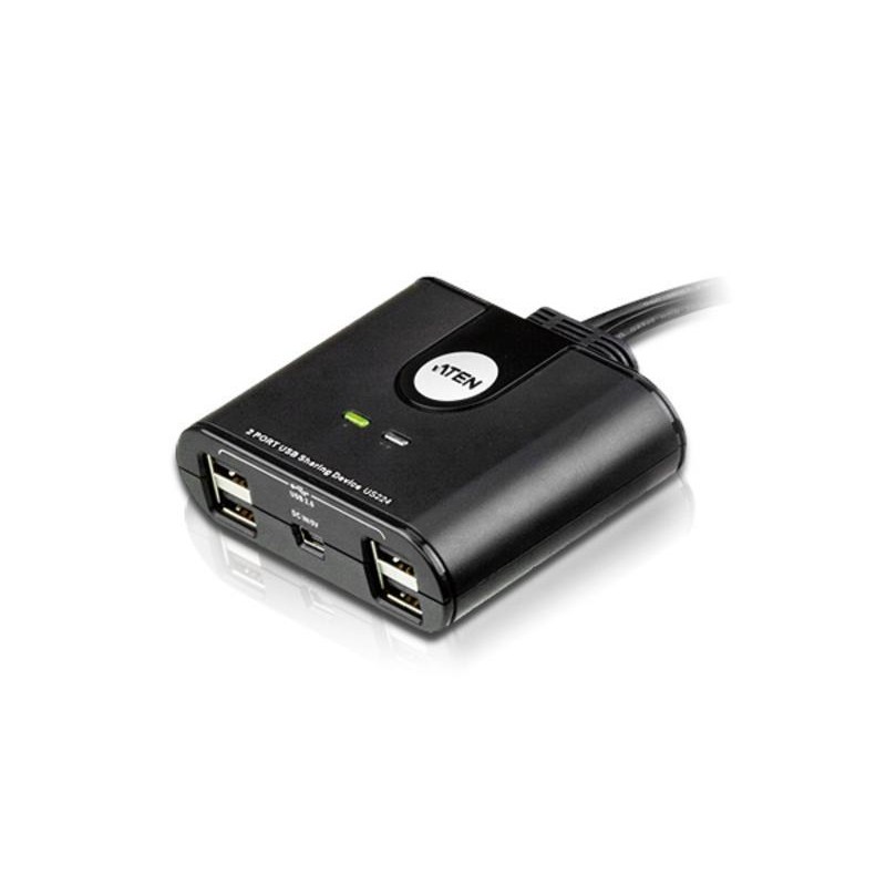 Переключатель, электрон., USB, 2 User » 2 устройства + клавиатура + мышь, 2 USB A-тип » 4 USB A-тип, Male » Female, со встроен. 