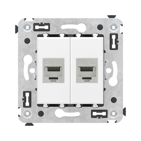 Avanti Компьютерная розетка RJ-45 без шторки в стену, кат.5е двойная,экранированная Белое облако