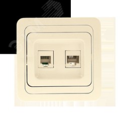 Лондон Розетка RJ-45+Phone бежевая EKF