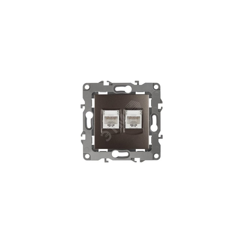 Розетка информационная двойная 2XRJ45, Эра12, бронза, 12-3108-13