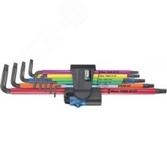 Набор Г-образных ключей с функцией фиксации крепежа 967/9 TX XL Multicolour HF TORX 1 удлиненный TX 8 - TX 40 9 предметов компле