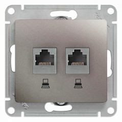 GLOSSA Розетка двойная компьютерная RJ45+RJ45 категория 5E механизм платина