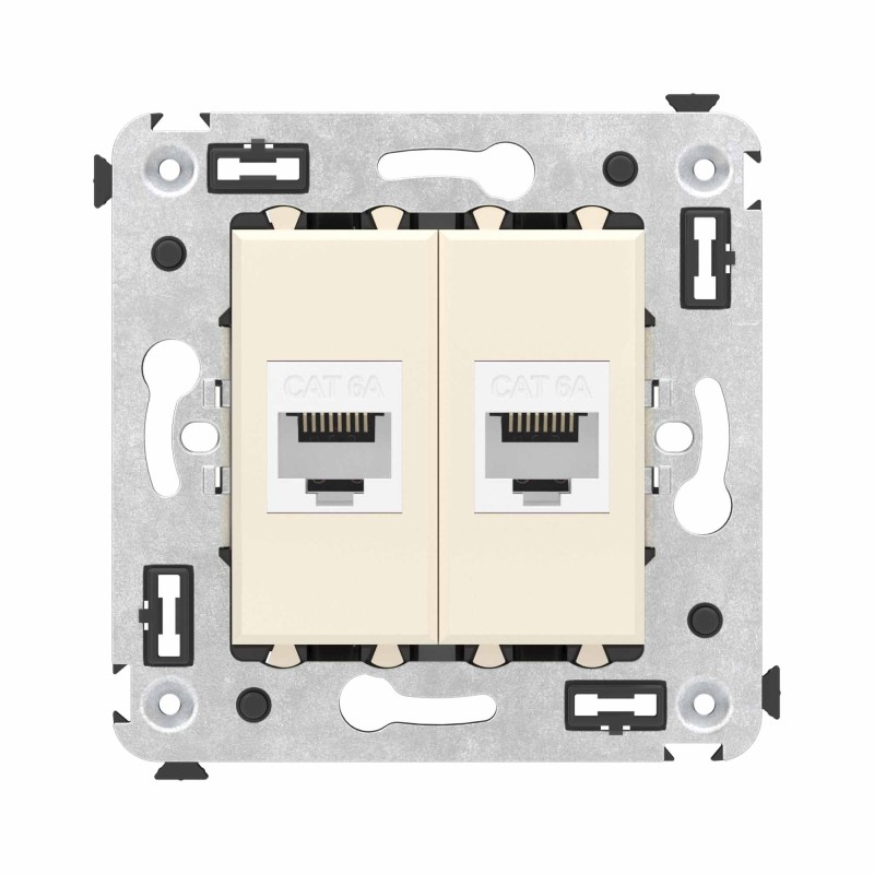 Avanti Компьютерная розетка RJ-45 без шторки в стену, кат.6А двойная, Ванильная дымка