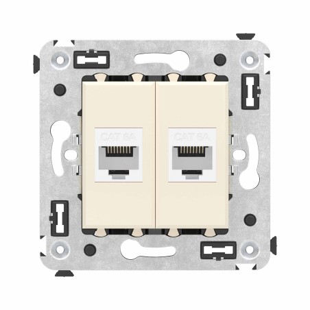 Avanti Компьютерная розетка RJ-45 без шторки в стену, кат.6А двойная, Ванильная дымка