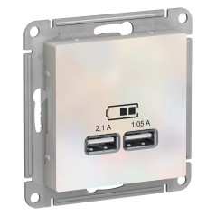 Розетка ATLASDESIGN USB 5В 1 порт x 2,1 А 2 порта х 1,05 А механизм жемчуг