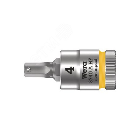 Головка торцевая 8740 A Hex-Plus HF Zyklop со вставкой под внутренний шестигранник DR 1/4 с функцией фиксации крепежа 4 x 28 мм