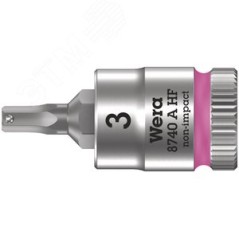 Головка торцевая 8740 A Hex-Plus HF Zyklop со вставкой под внутренний шестигранник DR 1/4 с функцией фиксации крепежа 3 x 28 мм