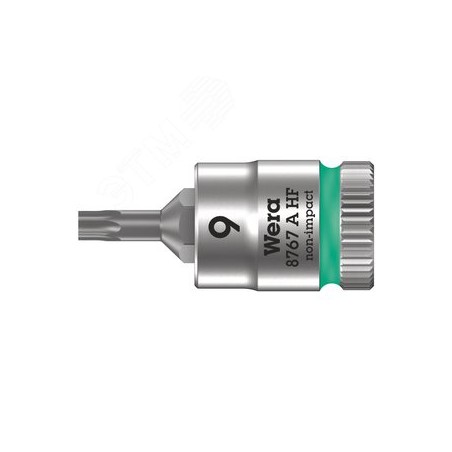 Головка торцевая 8767 A HF TORX Zyklop со вставкой DR 1/4 с функцией фиксации крепежа TX 9 x 28 мм