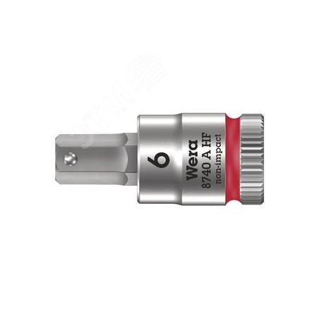 Головка торцевая 8740 A Hex-Plus HF Zyklop со вставкой под внутренний шестигранник DR 1/4 с функцией фиксации крепежа 6 x 28 мм