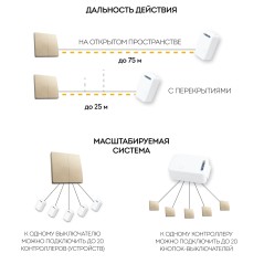 Выключатель дистанционного управления 230V 500W двухклавишный, TM82, золото