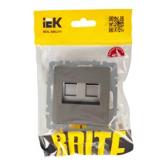 BRITE Розетка двойная RJ11+RJ45 кат.5E РК/Т12-БрС сталь