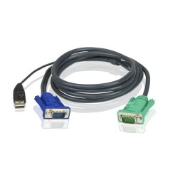 Кабель KVM USB(тип А Male)+HDB15(Male) «-» SPHD15(Male) 1,2м., черный/ATEN/ CABLE HD15M/USB A(M)--SPHD15M, 1.2M