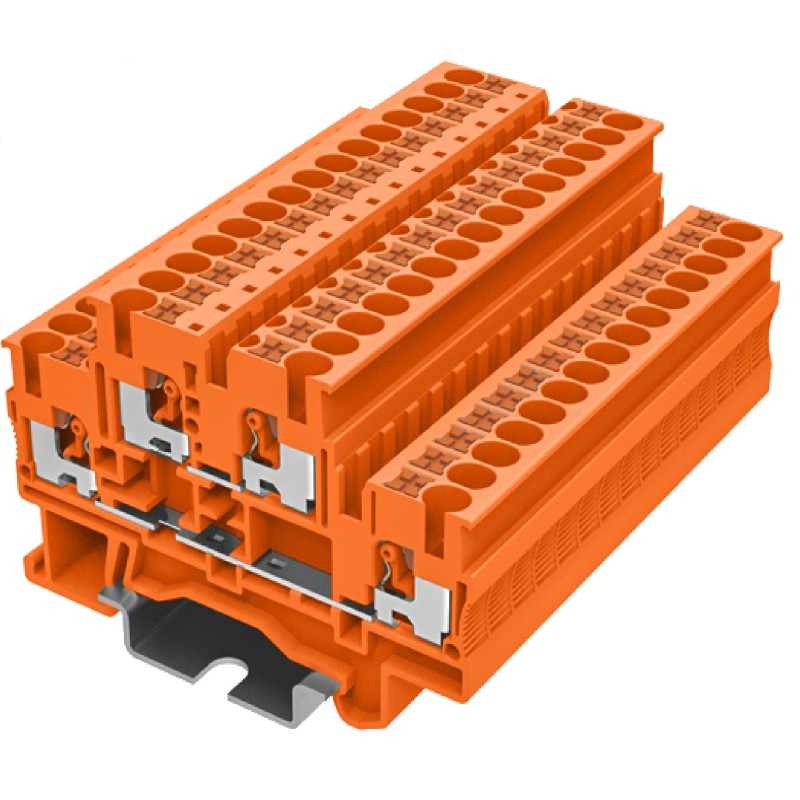 Клемма TP 2-уровневая, сечение 4 мм. кв., оранжевая