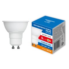 Лампа светодиодная LED-JCDR-5W/4000K/GU10/FR/SLS Форма JCDR матовая Белый свет (4000K) ТМ Volpe