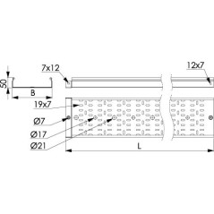 Лоток перфорированный 150х50 L 3000 толщ. 1,2 мм, горячеоцинкованный