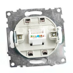 Розетка компьютерная одноместная RJ-45 (механизм), серия Катрин, шоколад Stekker