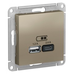 РОЗЕТКА USB ATLASDESIGN A+С, 5В/2,4А, 2х5В/1,2А, механизм, ШАМПАНЬ