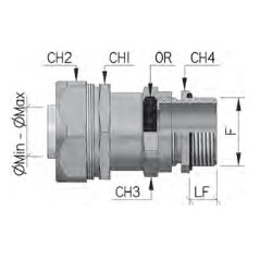 Муфта металлорукав-коробка DN 20 с уплотнением кабеля, IP68, М20х1,5, д.8 - 12мм