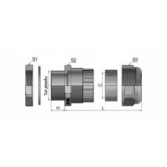 Сальник MG 32 пластик (16-21мм) IP68 серый