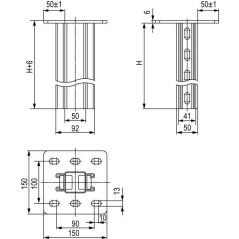 Угол горизонтальный 45 градусов 50x600 R-300