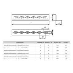 Профиль перфорированный L-образный 30х30х3000мм