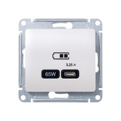 GLOSSA USB РОЗЕТКА тип-C 65W высокоскор.заряд. QC, PD, механизм, МОЛОЧНЫЙ