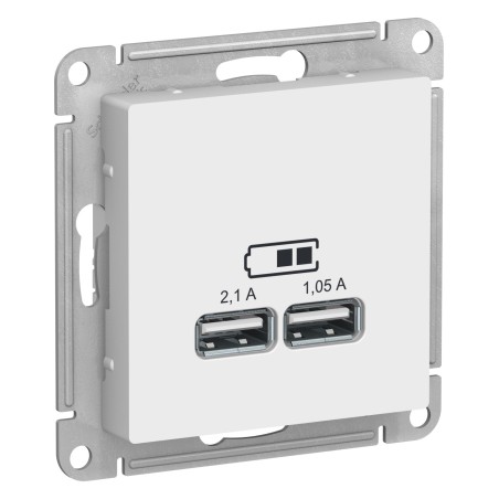 ATLASDESIGN USB РОЗЕТКА A+A, 5В/2,1 А, 2х5В/1,05 А, механизм, ЛОТОС