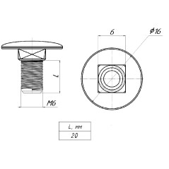 Винт с квадратным подголовником М6х20 (200 шт)