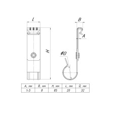 Вертикальный балочный зажим 1-5мм под трубу 32мм