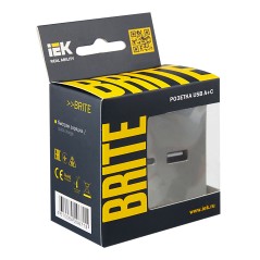 BRITE Розетка USB A+C 18Вт РЮ11-1-БрС сталь