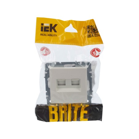 BRITE Розетка двойная RJ11+RJ45 кат.5E РК/Т12-БрЖ жемчуг