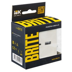 BRITE Розетка USB A+C 18Вт РЮ11-1-БрЖ жемчуг