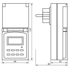 Розетка с таймером (недельная) в защитном корпусе IP 44 3500W/16A 230V, 61926(TM23)