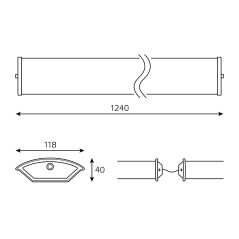 Св-к GAUSS ДПО 11-2*18-001 ЛАЙТ 1240*118*40мм IP40 для светодиодных ламп, соед в линию 2*1200мм, 1/2