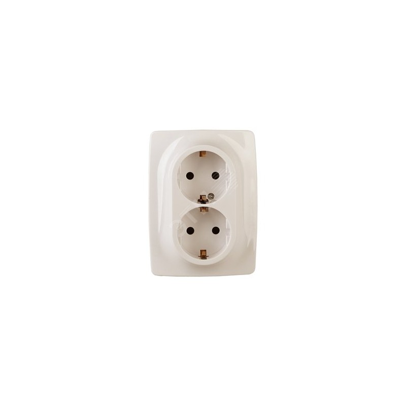 Розетка 2X2P+E Schuko, 16A-250В, Эра12, слоновая кость, 12-2106-02