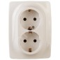 Розетка 2X2P+E Schuko, 16A-250В, Эра12, слоновая кость, 12-2106-02