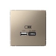 ARTGALLERY USB розетка A + тип-C 45Вт высокоскор.заряд. QC, PD, механизм, шампань