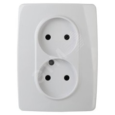 Розетка 2X2P, 16A-250В, винт, Эра12, белый, 12-2117-01