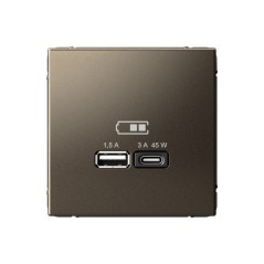 ARTGALLERY USB розетка A + тип-C 45Вт высокоскор.заряд. QC, PD, механизм, мокко