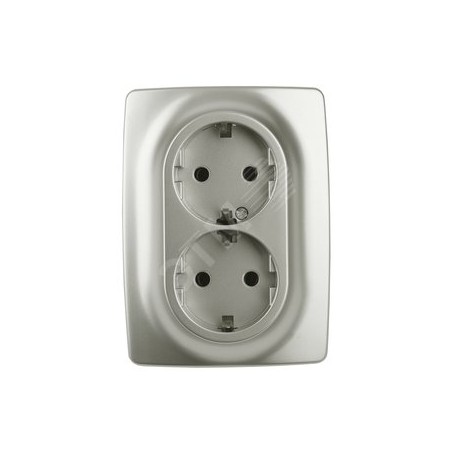 Розетка 2X2P+E Schuko со шторками , 16A-250В, Эра12, перламутр, 12-2108-15