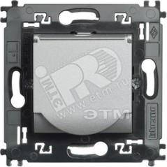 Розеткас заземлением 2К+З с крышкой и суппортом Btichino LL алюминий