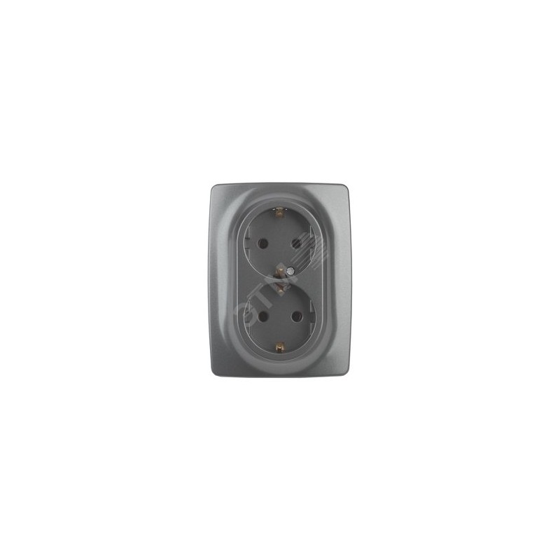 Розетка 2X2P+E Schuko со шторками , 16A-250В, Эра12, графит, 12-2108-12