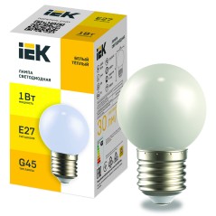 LIGHTING Лампа светодиодная декоративная G45 шар 1Вт 230В теплый белый E27 IEK