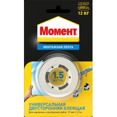 Клеящая монтаж двуст лента Момент, бл, 1,5 м, 120 кг