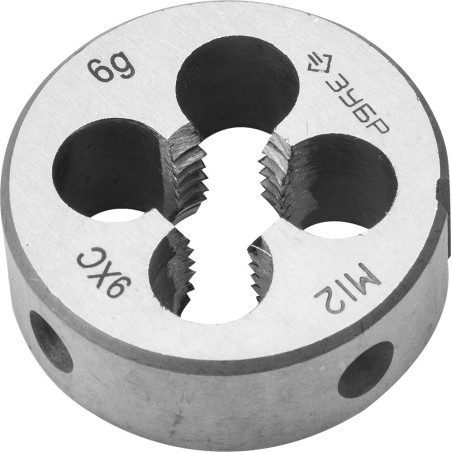 Плашка М12x1.75мм, сталь 9ХС, круглая ручная