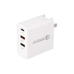 Устройство сетевое зарядное для iPhone, iPad 2xUSB+USB Type-С, переход+адап, 48W белое,