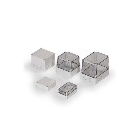 Cubo S 100 x 100 x 60 мм, 50 мм основание, глухая стенка, прозрачная крышка, PC, IP 66/67